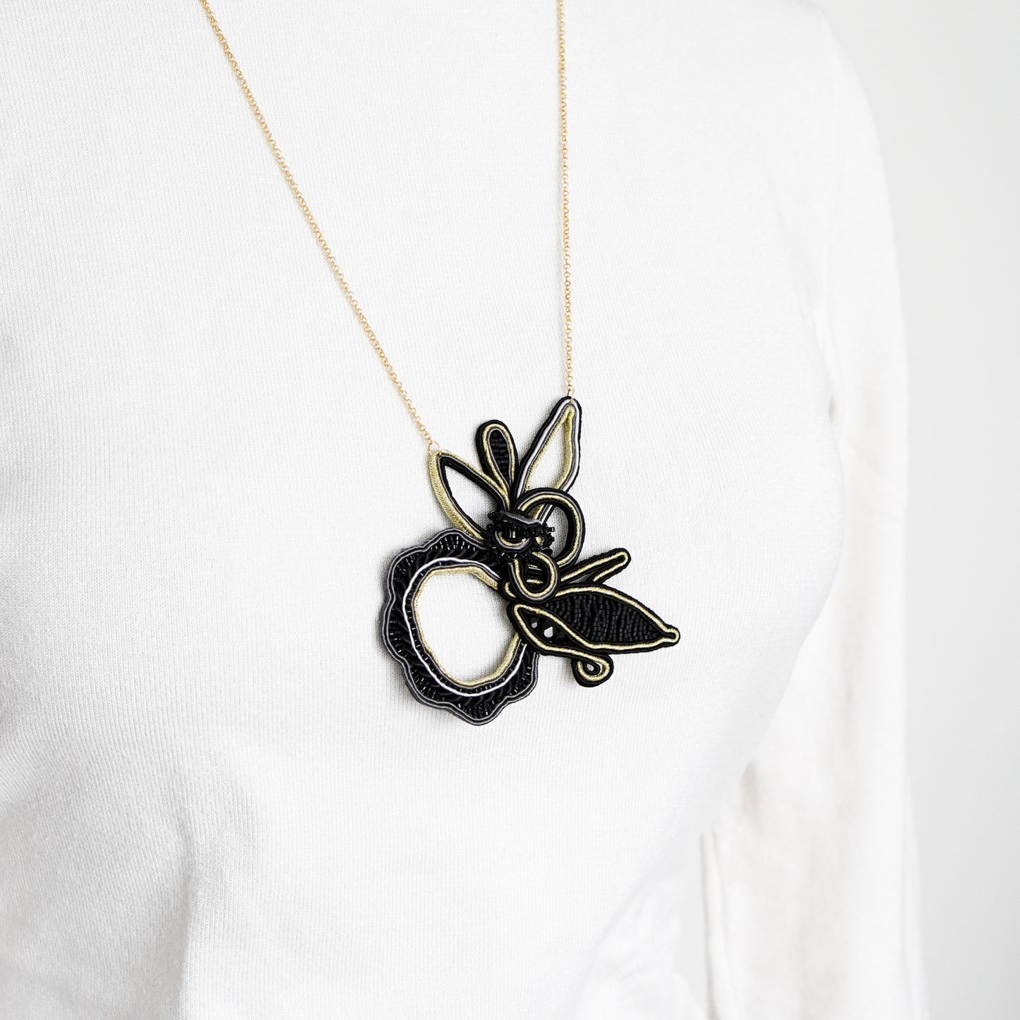 Soutache Necklace Night Flower