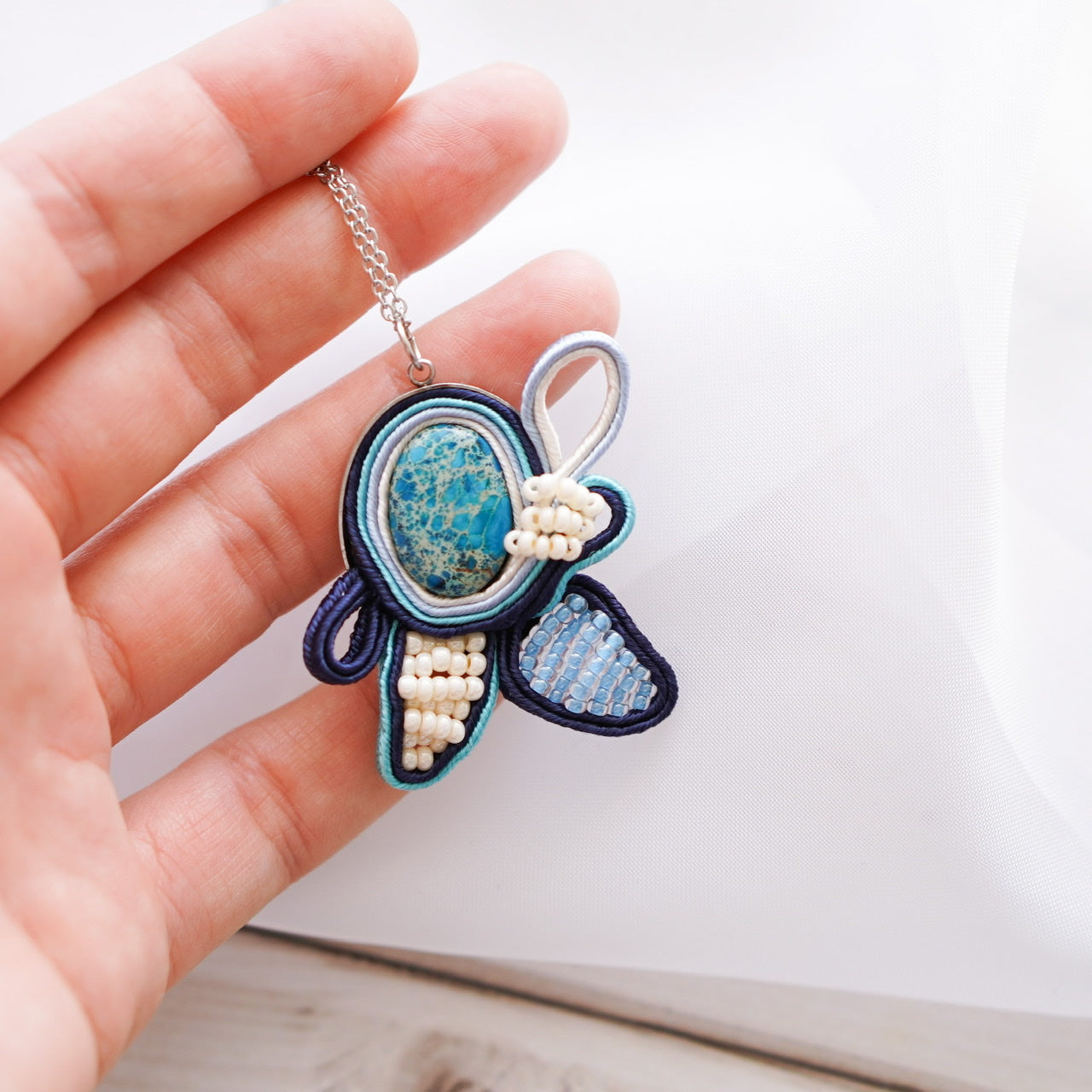 Soutache Medallion Blue Flower