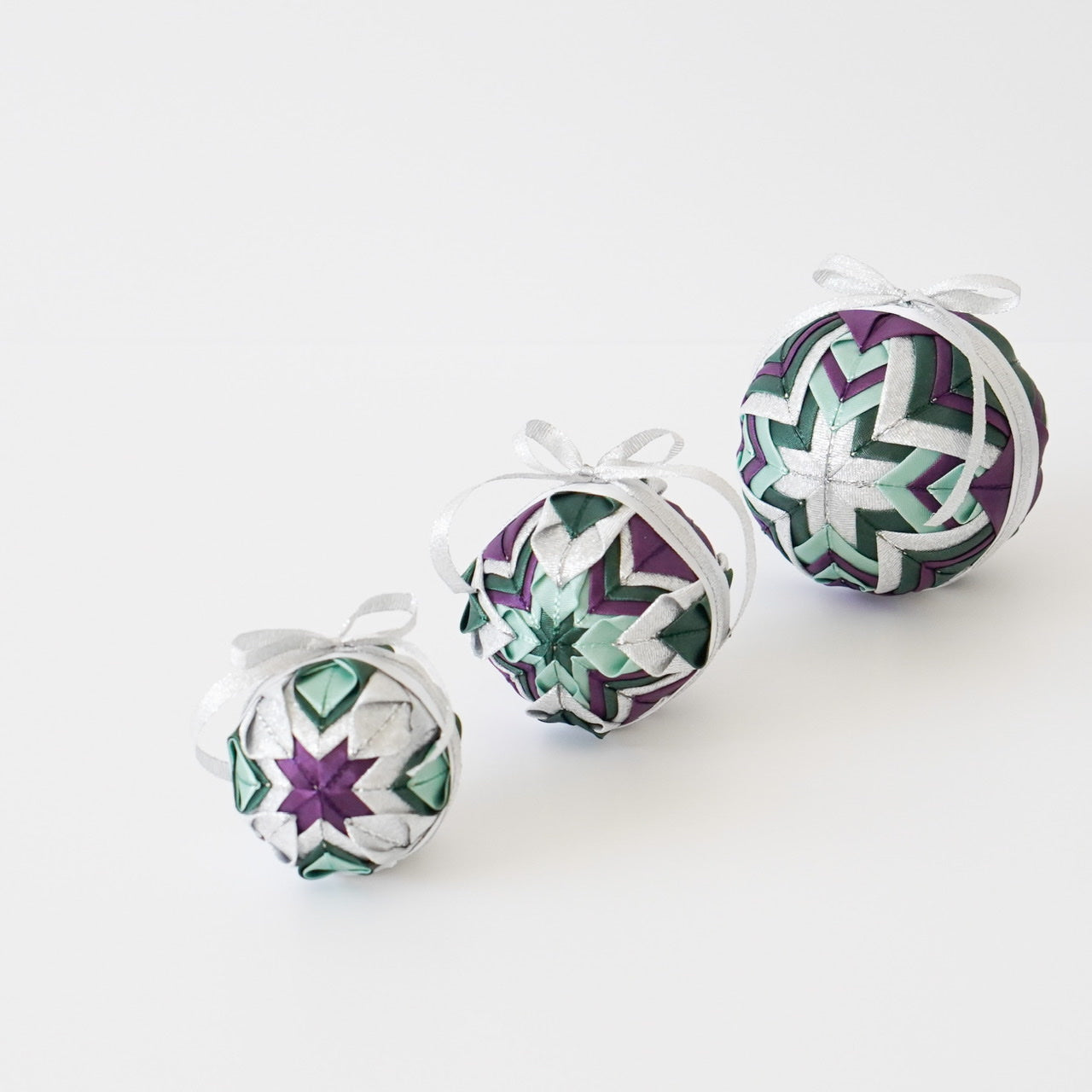 Christmas Ornaments Green-Purple-Silver