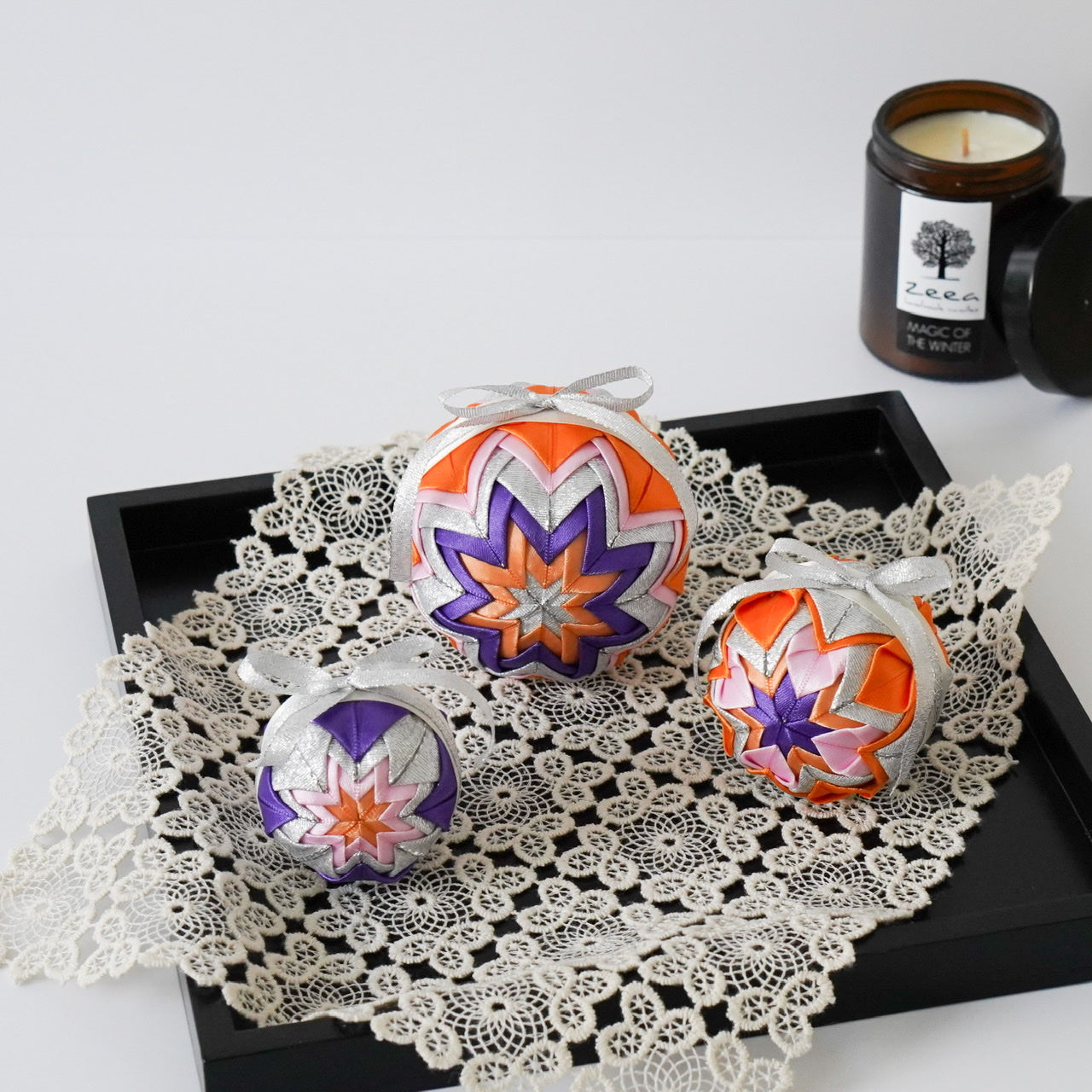 Christmas Ornaments Orange-Purple-Silver