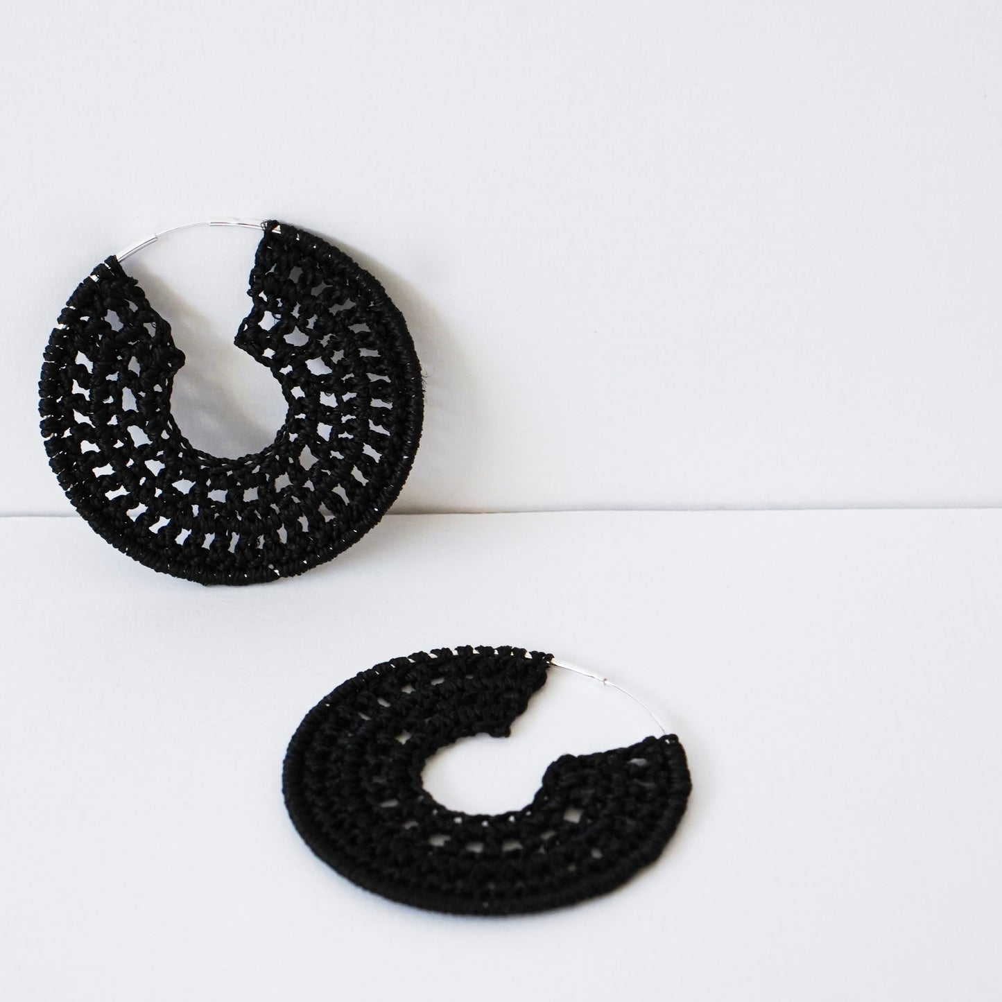 Crochet Boho Earrings Silver