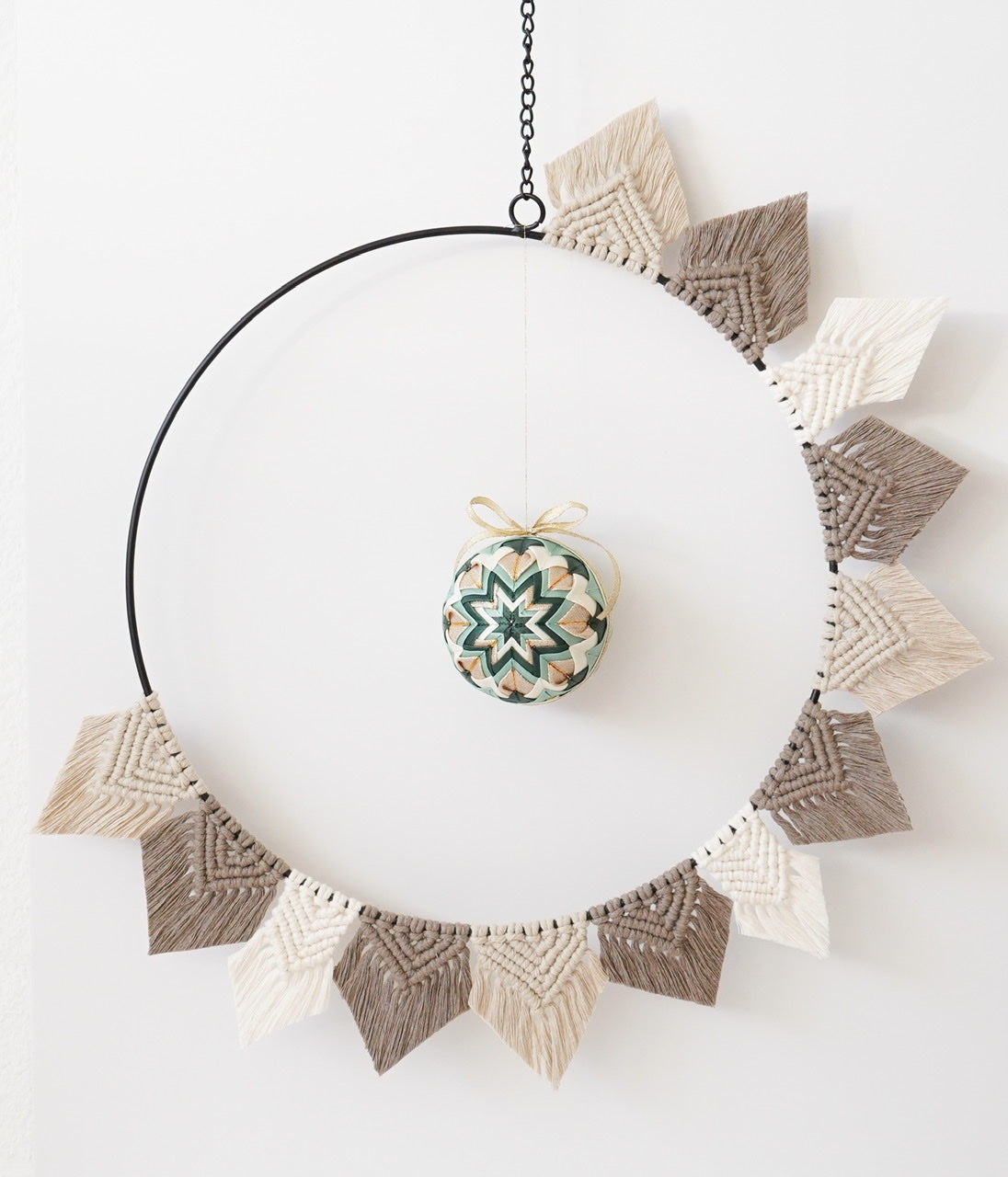 Macramé Wreath with Christmas Ornament
