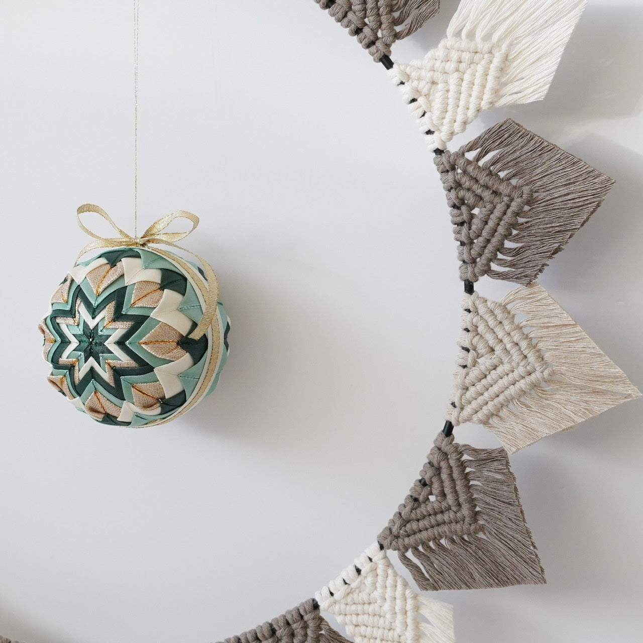 Macramé Wreath with Christmas Ornament