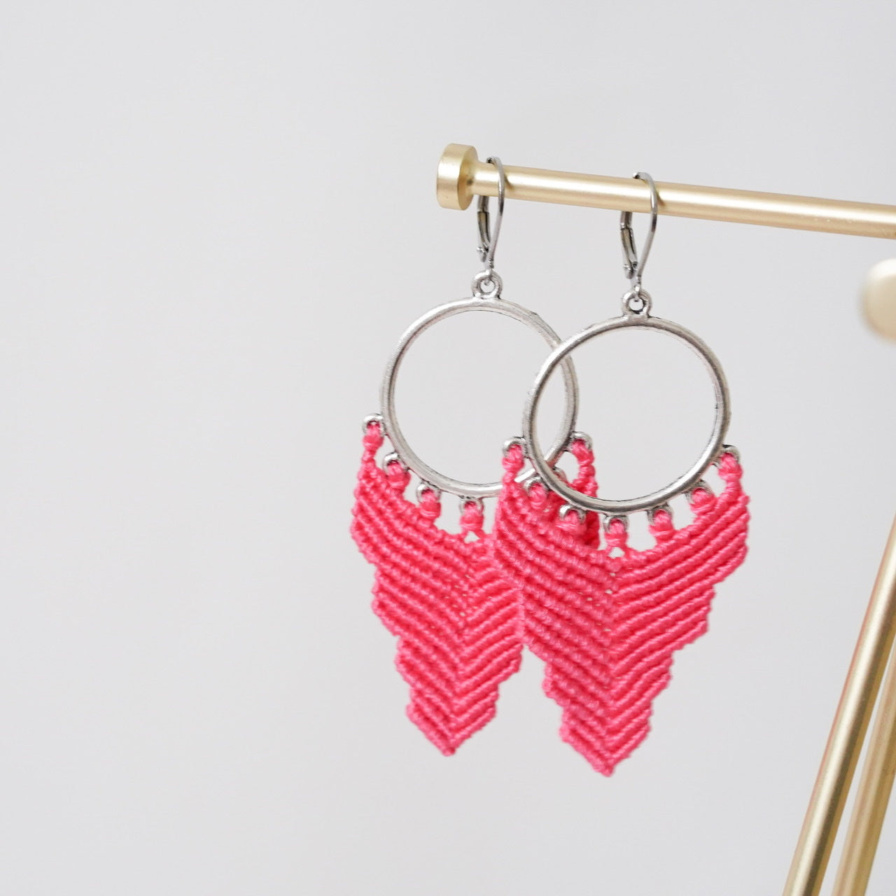 Micro Macramé Earrings Long Arrow