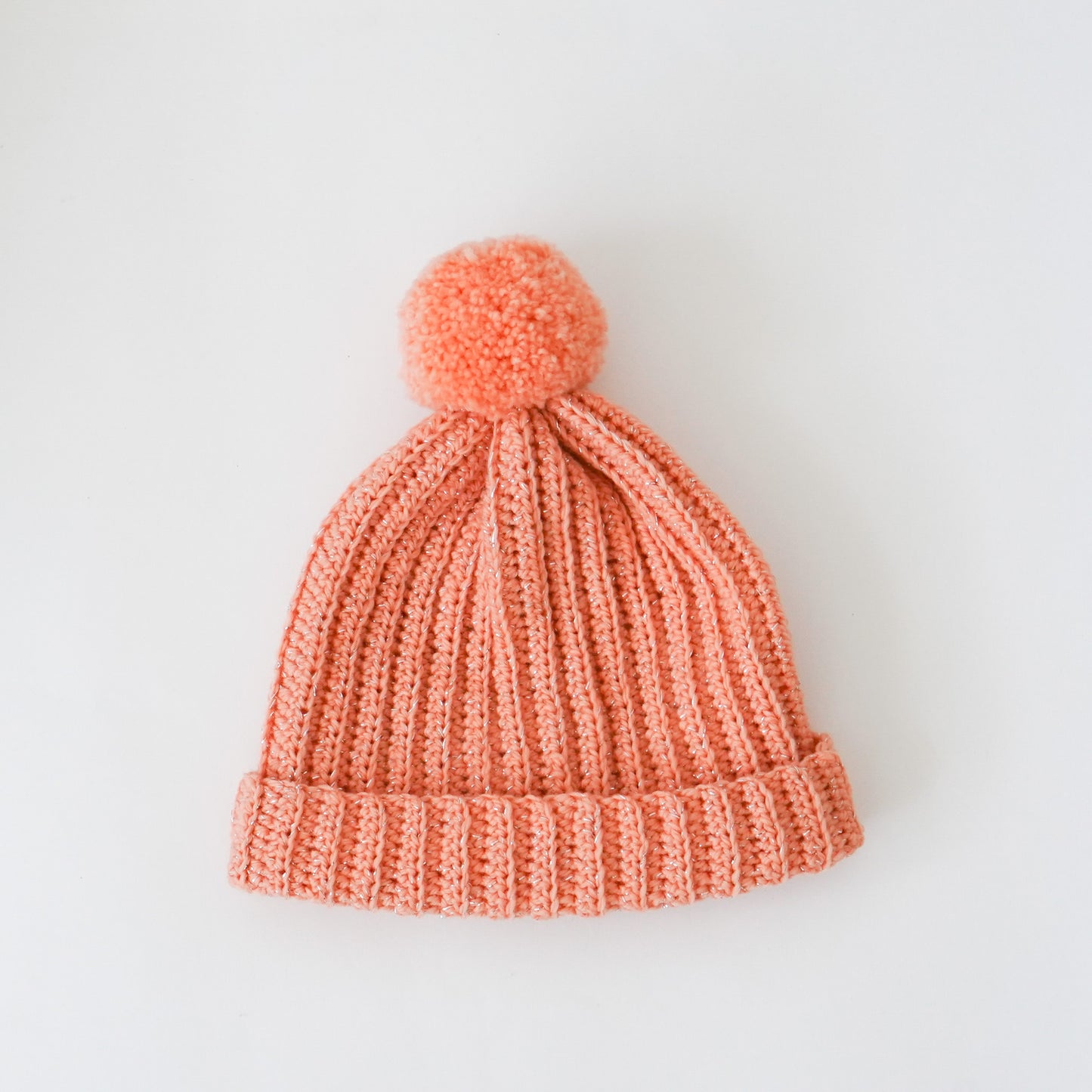 Crochet-Pompom-beanie-Ecru-gold-handmade