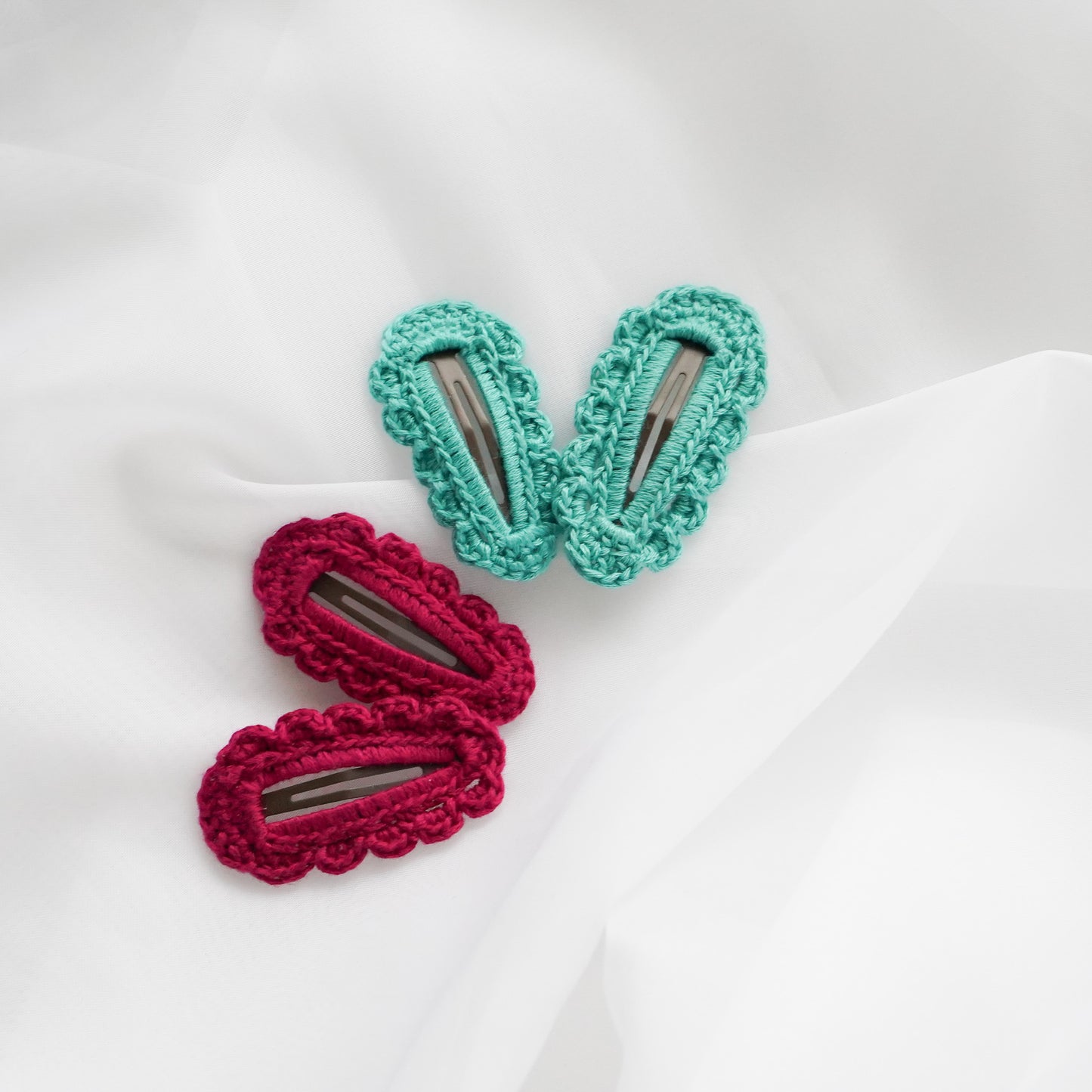 Crochet Hair Clips Drop Shape- set of two