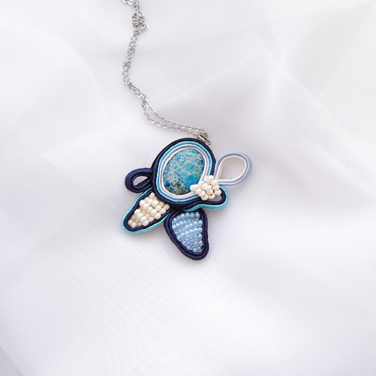 Soutache Medallion Blue Flower