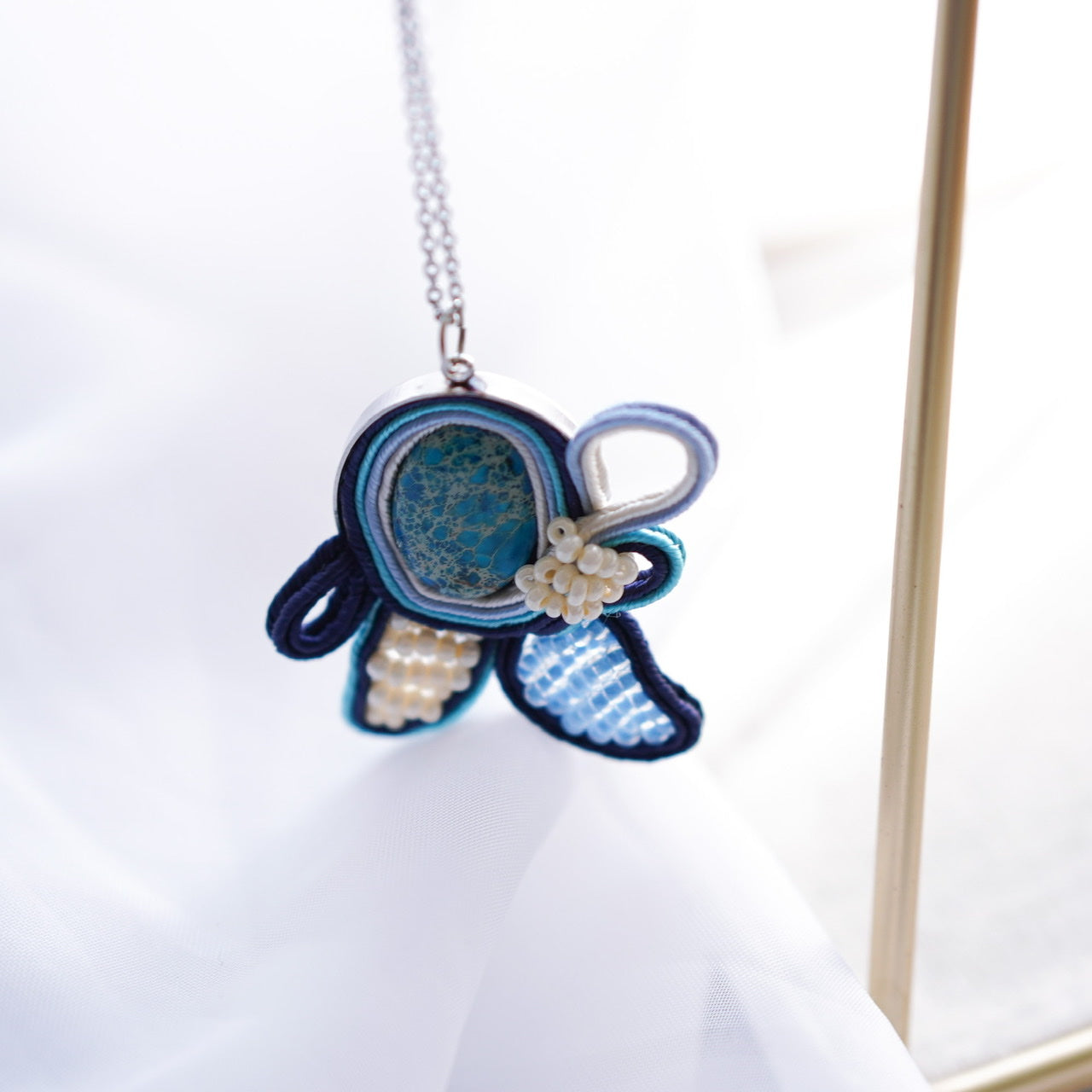 Soutache Medallion Blue Flower