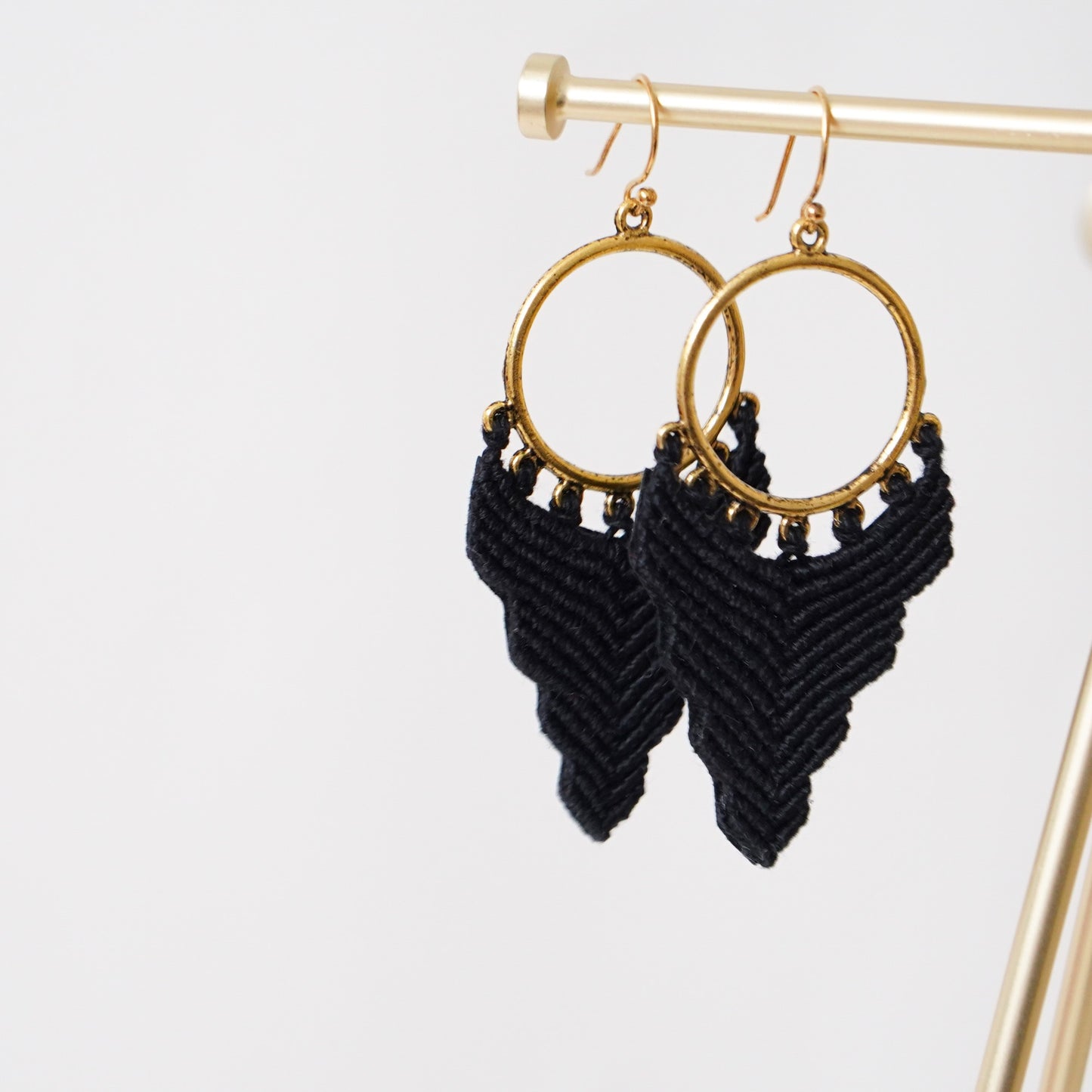 Micro Macramé Earrings Gold- Long
