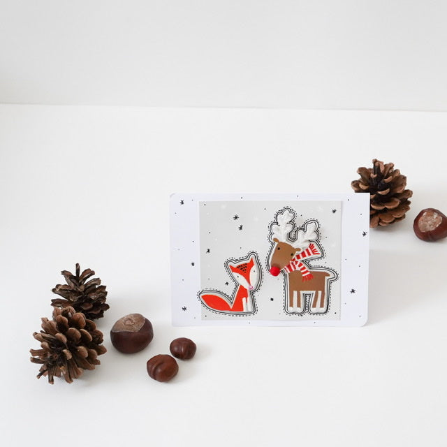 Winter Greetings- Fox & Deer