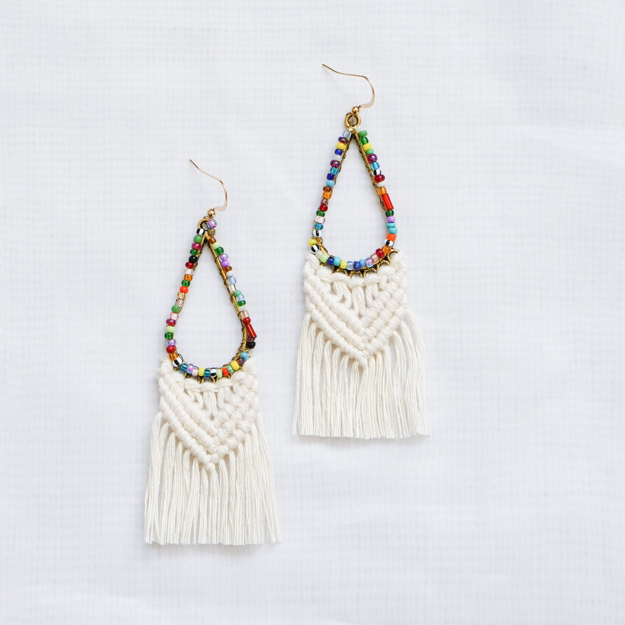 Macramé Earrings with Glass beads
