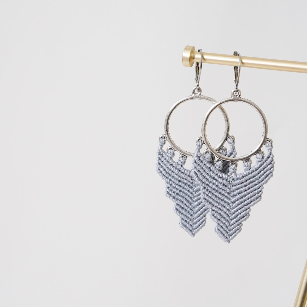 Micro Macramé Earrings Long Arrow