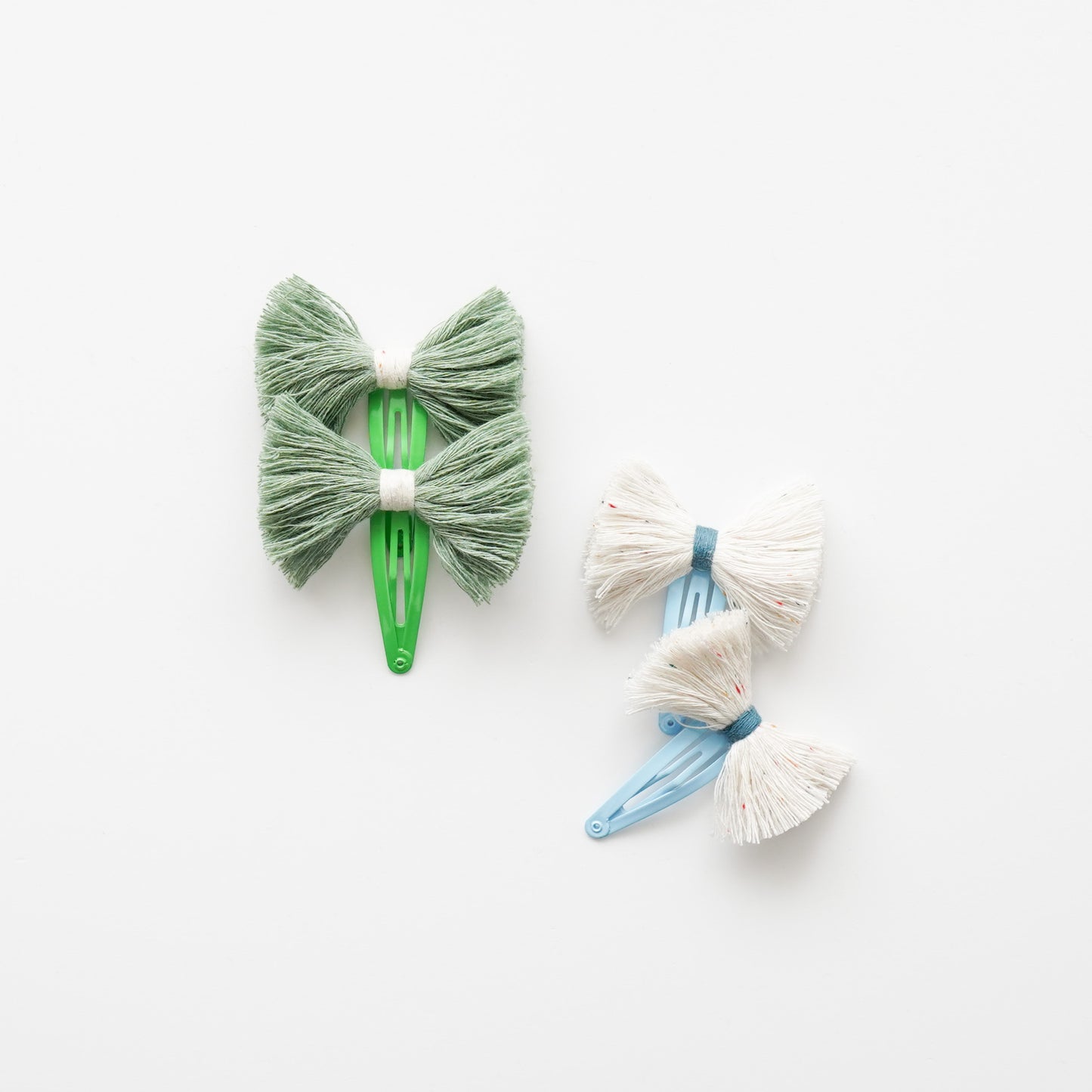 Upcycled Hair Clips fluffy- Leaves & Clouds