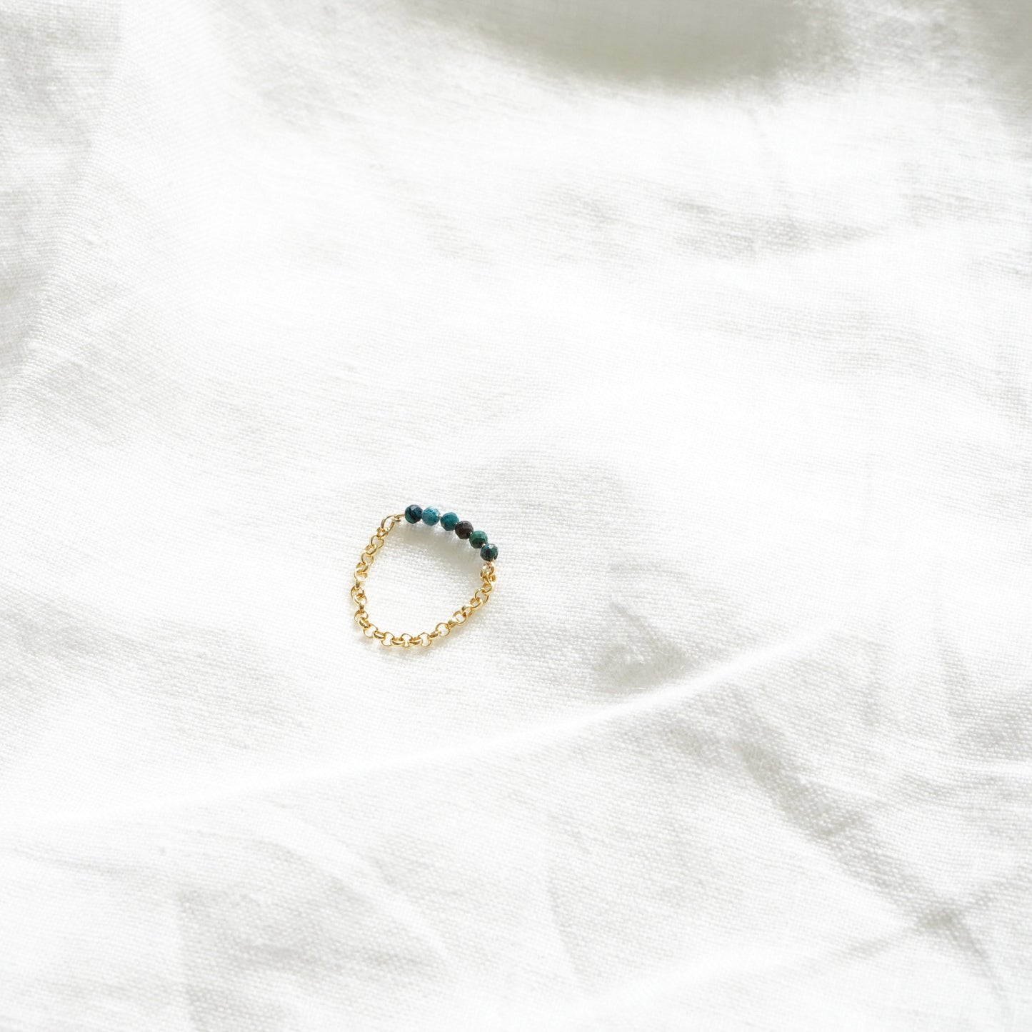 Gold Chain ring- Chrysocolla