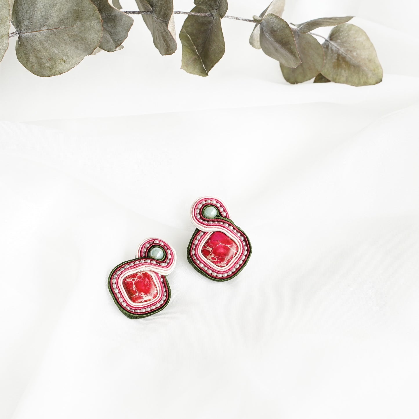 Soutache Earrings- Peonies