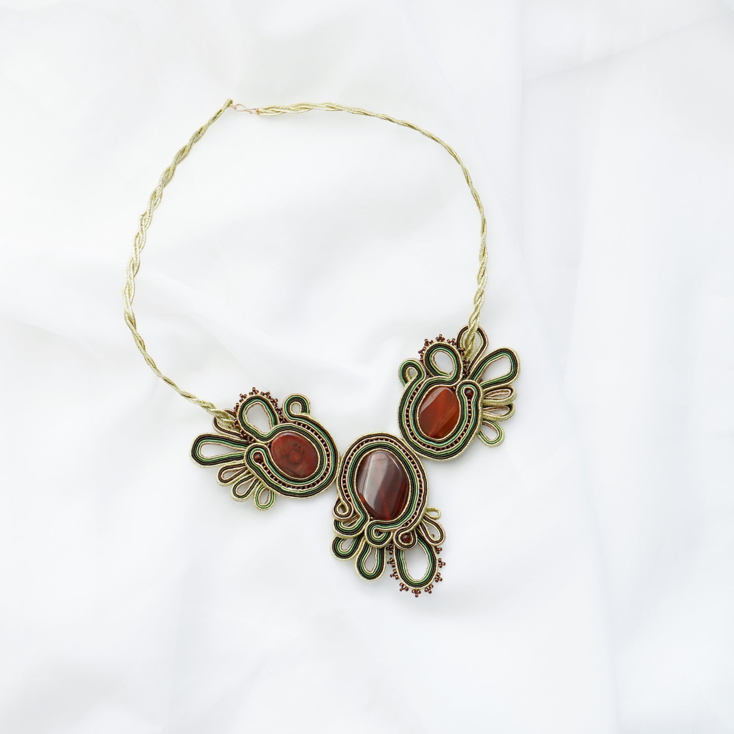 Soutache Necklace Forest Owl