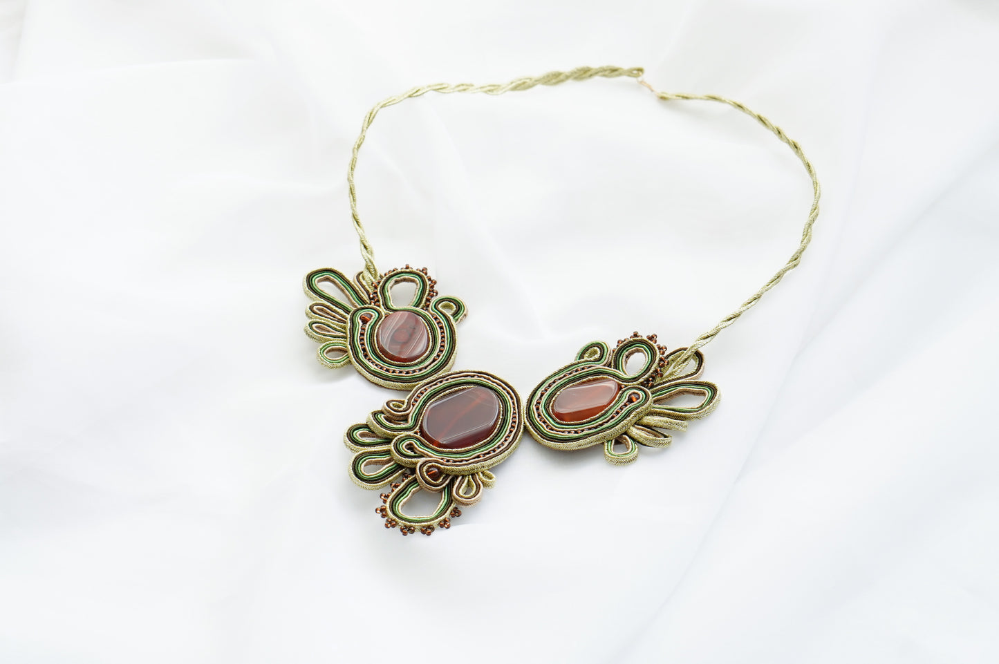 Soutache Necklace Forest Owl