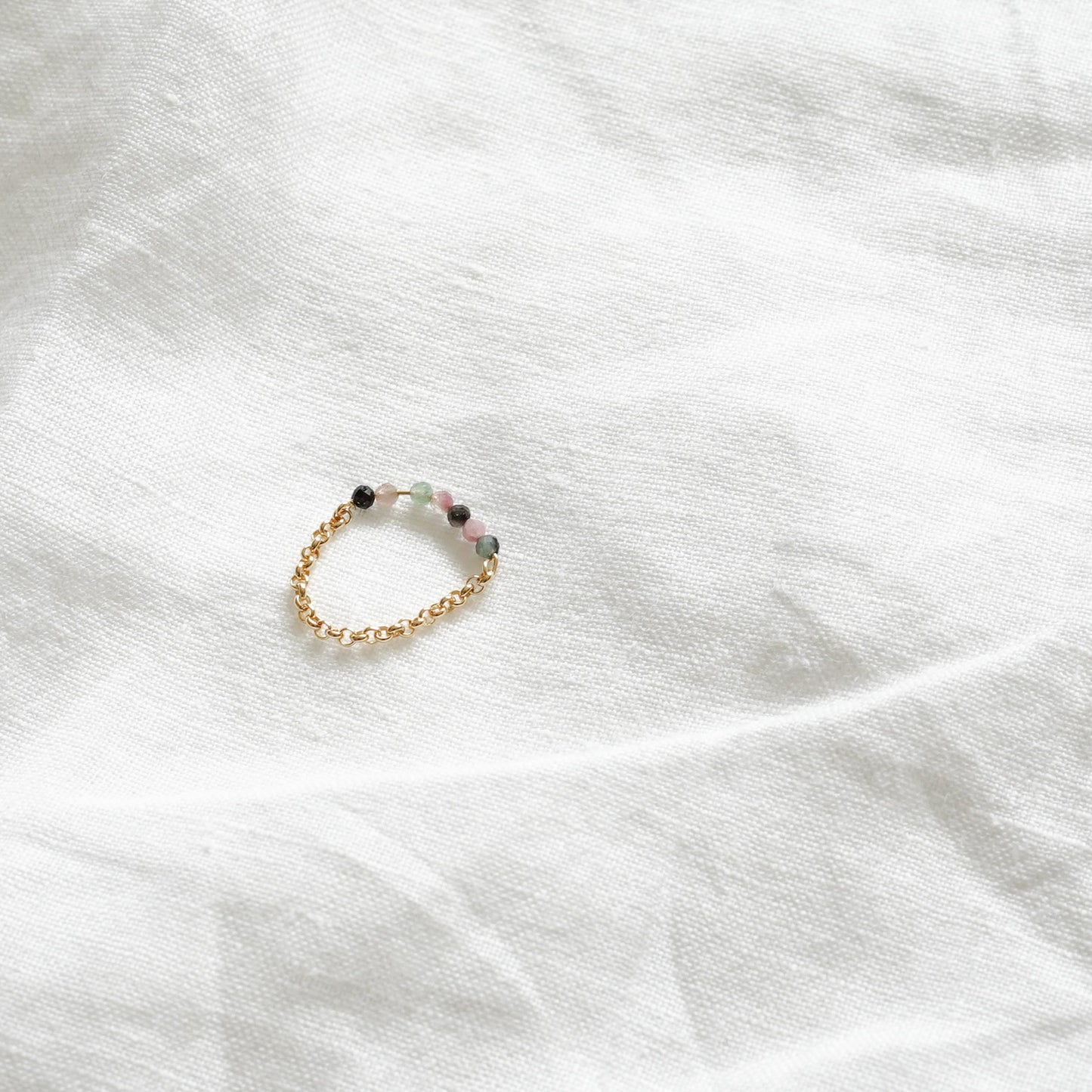 Gold Chain ring- Turmalin