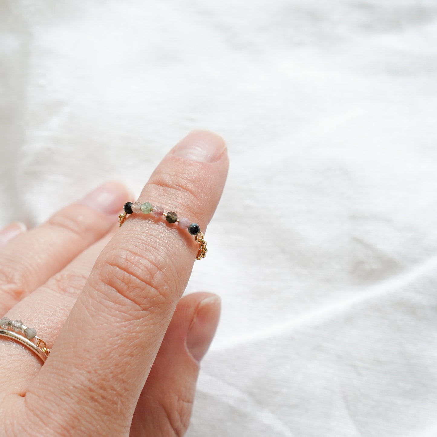 Gold Chain ring- Turmalin