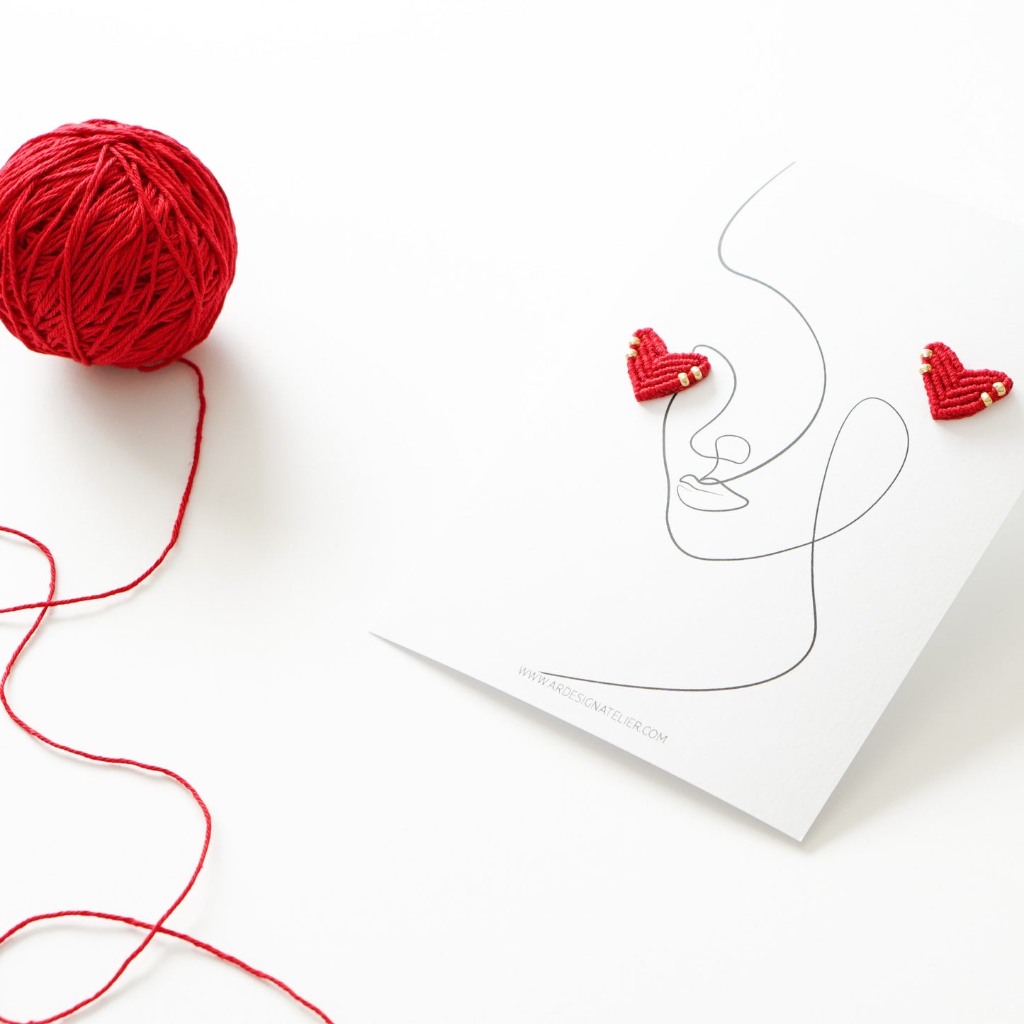 Micro Macramé Heart Studs
