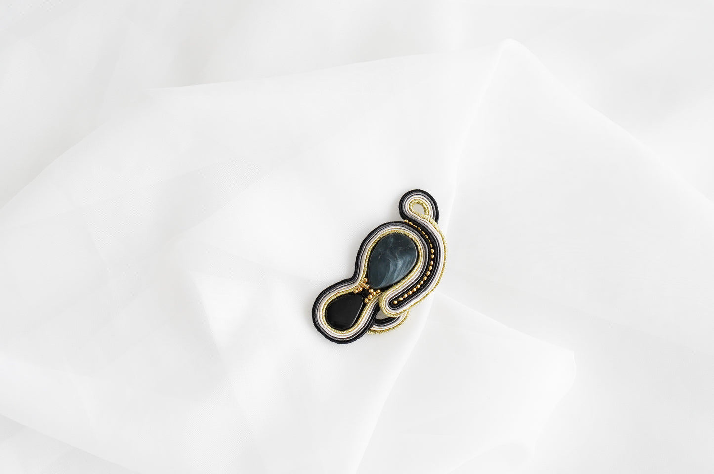 Soutache Brooch Golden Drop