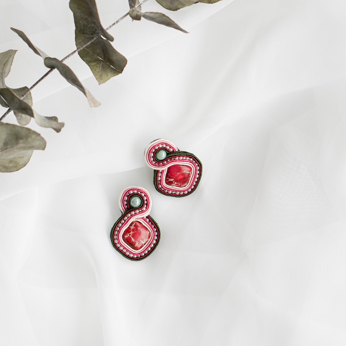 Soutache Earrings- Peonies