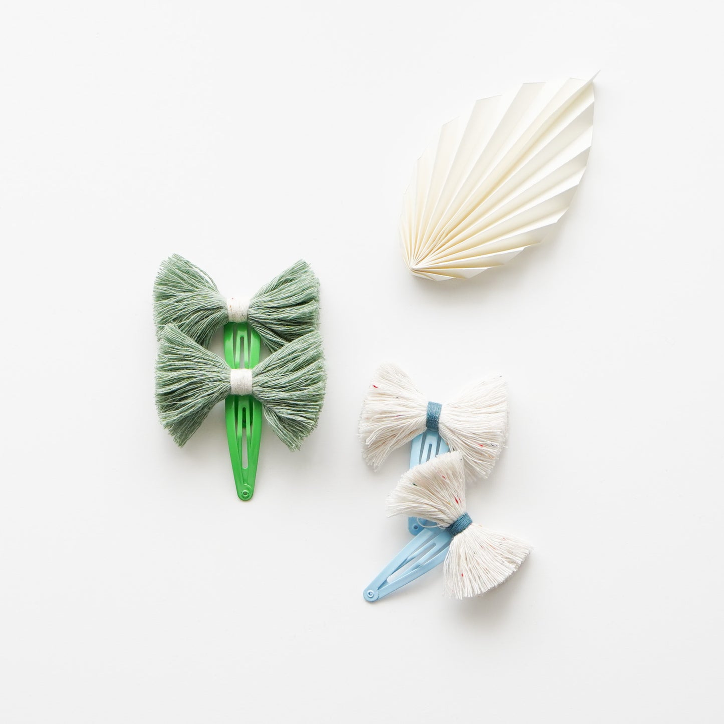 Upcycled Hair Clips fluffy- Leaves & Clouds