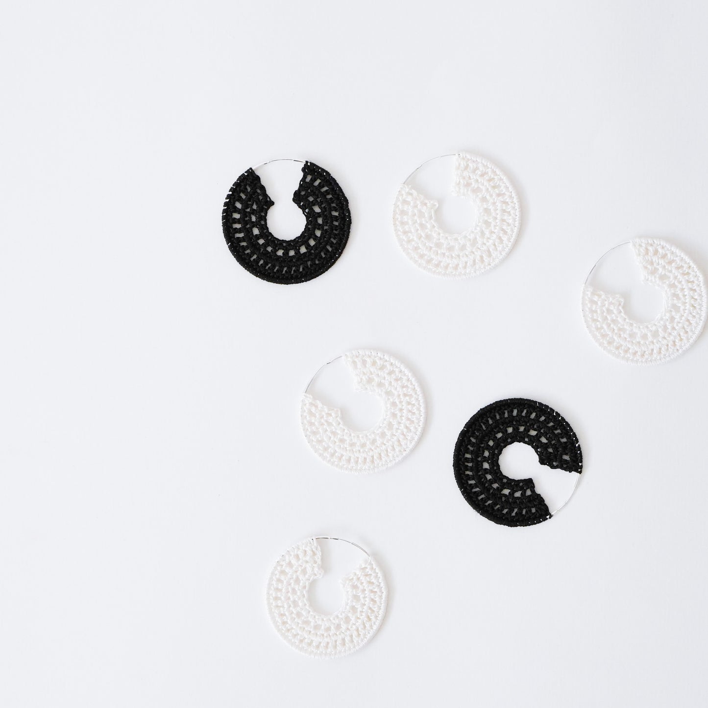 Crochet Boho Earrings Silver