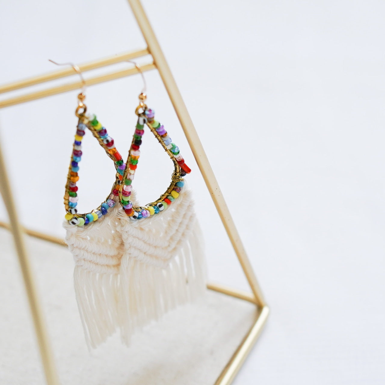 Macramé Earrings with Glass beads