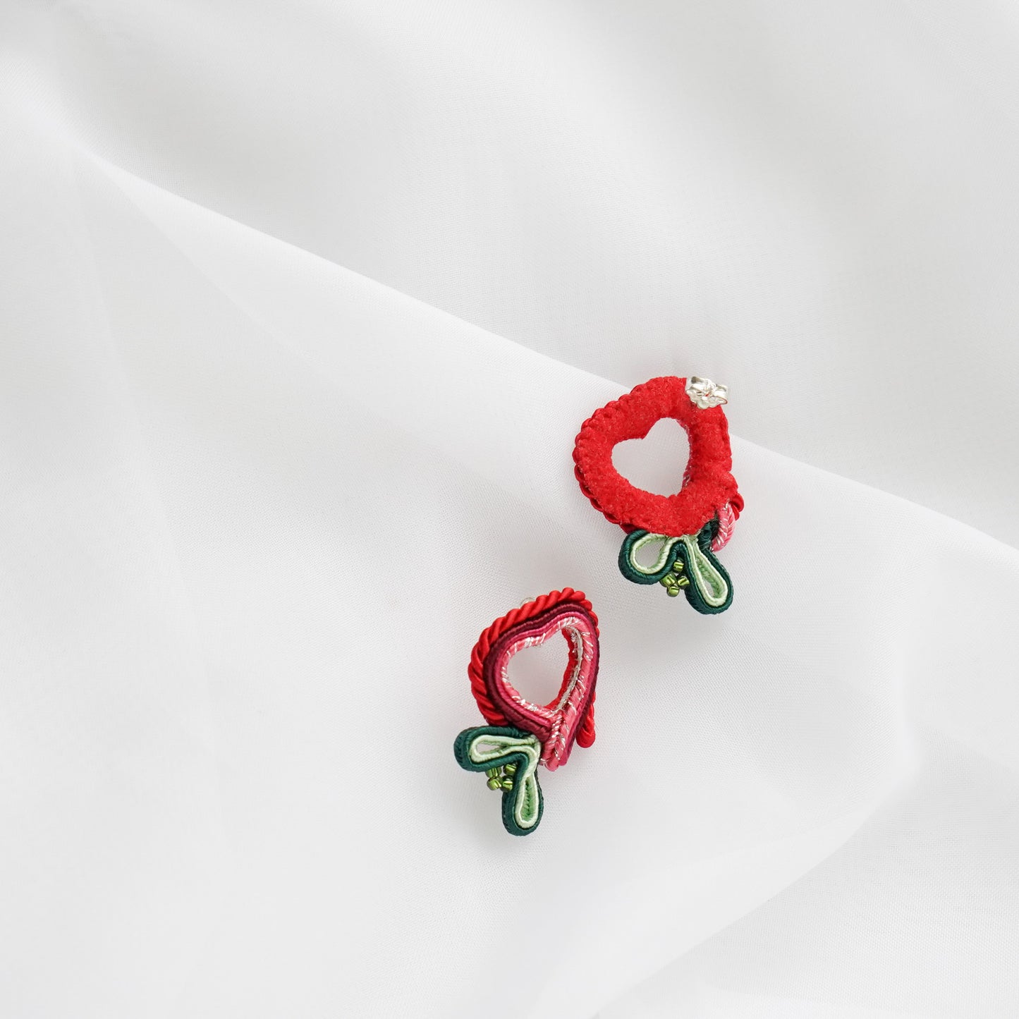Soutache Heart Flower Earrings