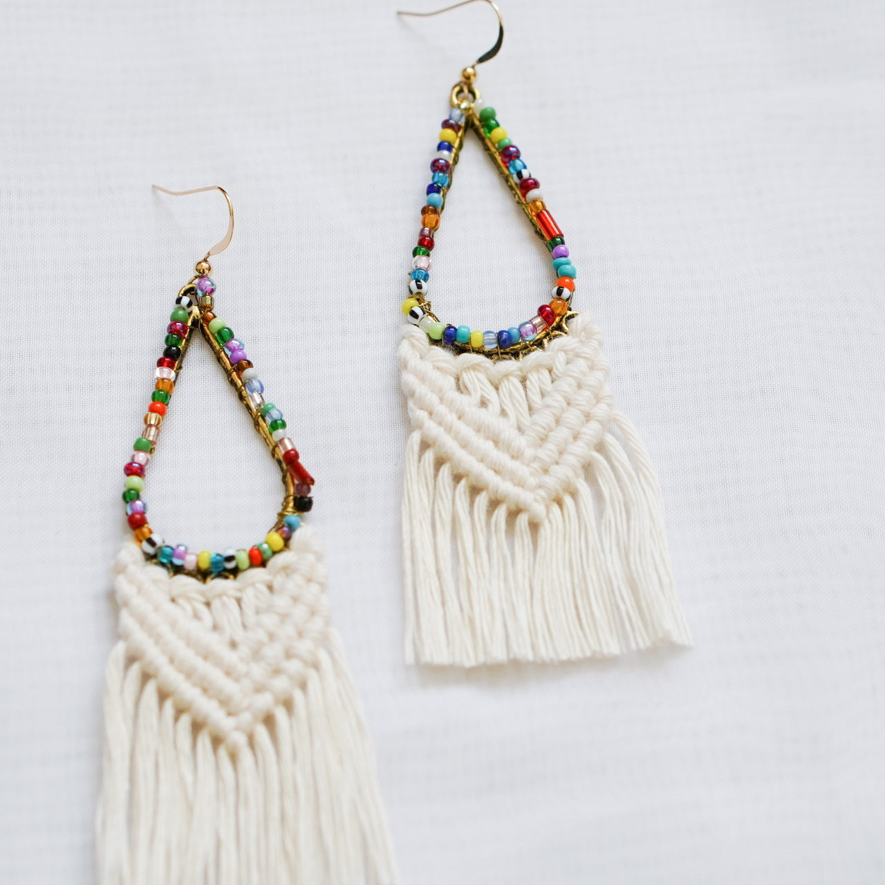 Macramé Earrings with Glass beads