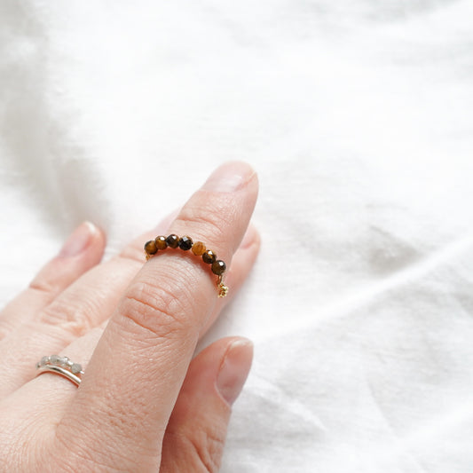 Gold Chain ring- Tigers Eye