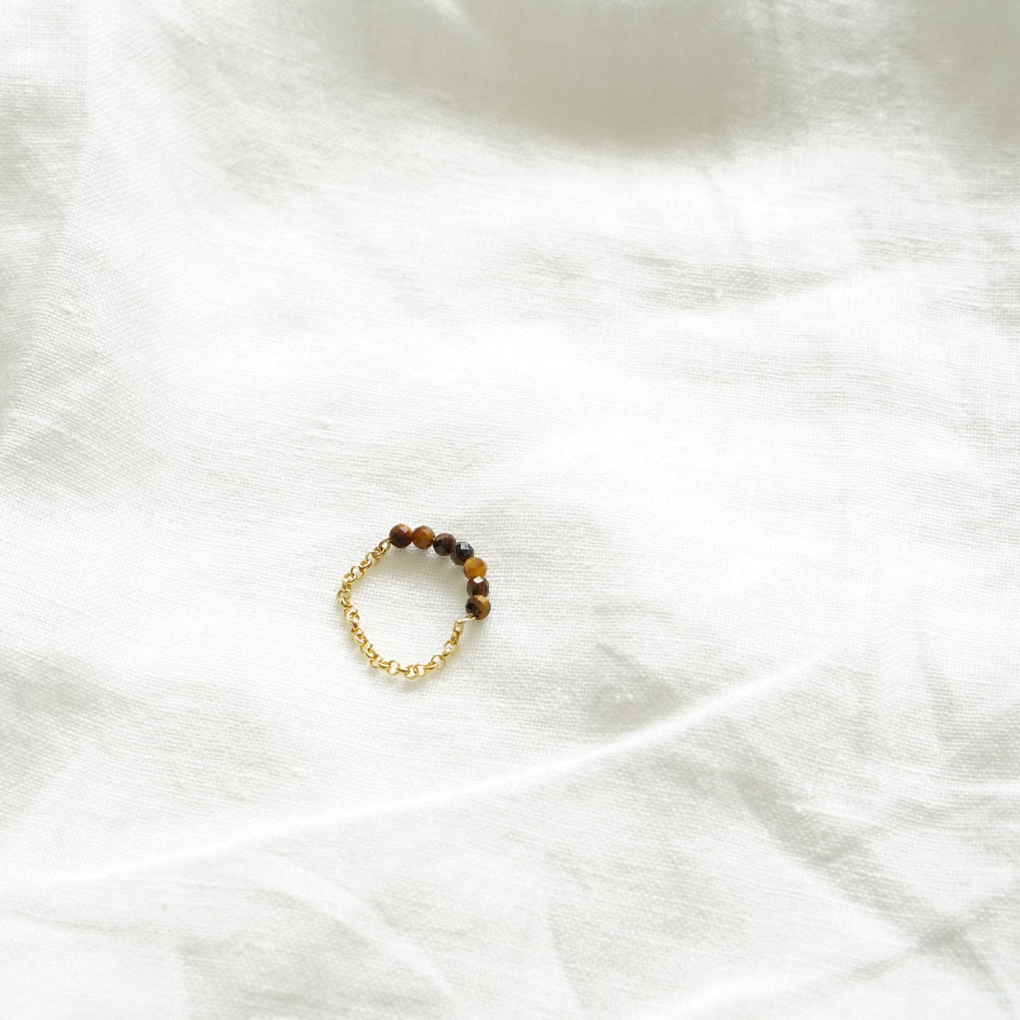 Gold Chain ring- Tigers Eye
