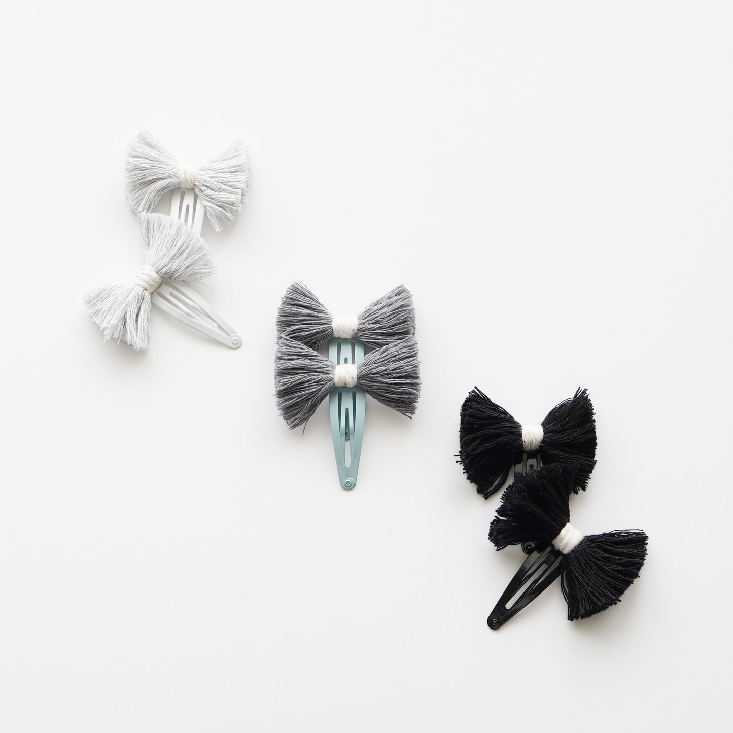 Upcycled Hair Clips fluffy- Shades of Grey